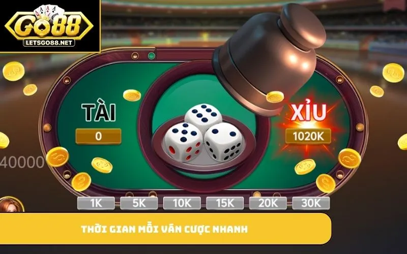 Tài Xỉu Online GO88 – Trò Chơi Cá Cược Đơn Giản Nhưng Hấp Dẫn Thời gian mỗi ván cược nhanh